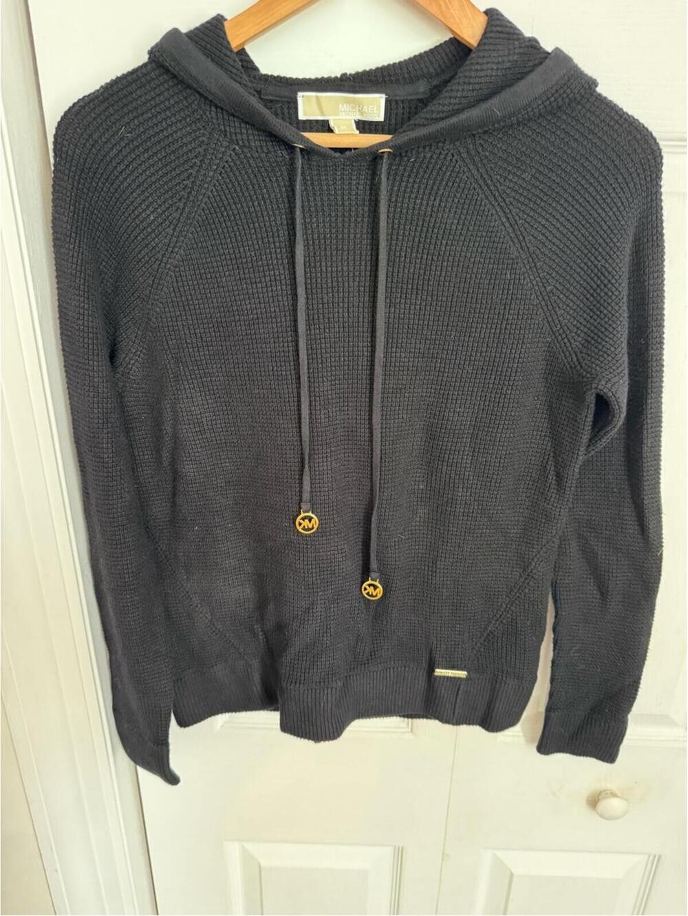 NWT, Michael Kors Women’s Black Knit Hoodie Sweater